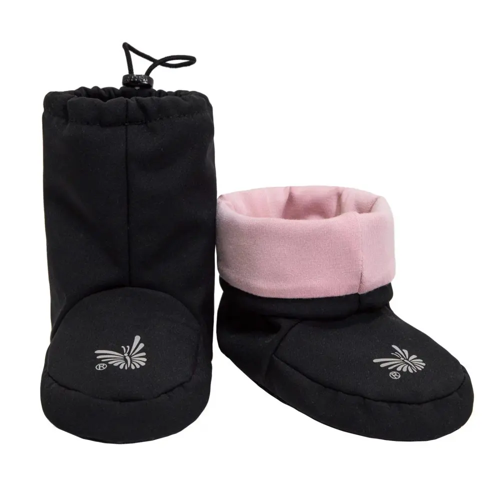 ESITO Barefoot softshellové capáčky Bambus Sensitive - 2 ( 10 - 18 měsíců ) / černá / růžová - 5 - délka stélky: 15 cm černá / růžová