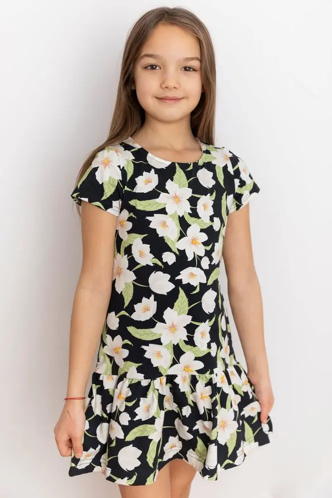 Dětské šaty Lily Grey bílé květy s lístečky -