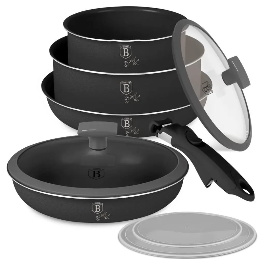 BERLINGERHAUS Sada nádobí s titanovým povrchem 9 ks Antracit Collection BH-8256