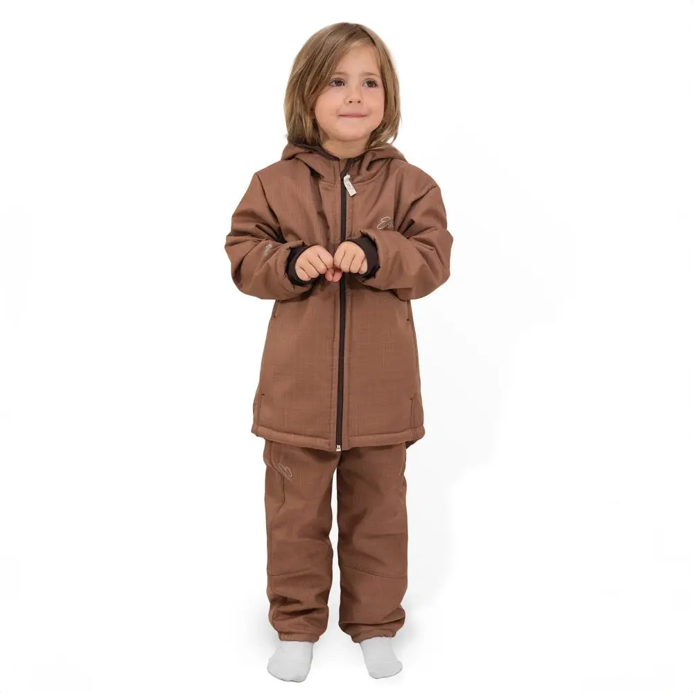 ESITO Dětská zimní softshellová bunda s beránkem Brown - hnědá / 92 - 110 hnědá