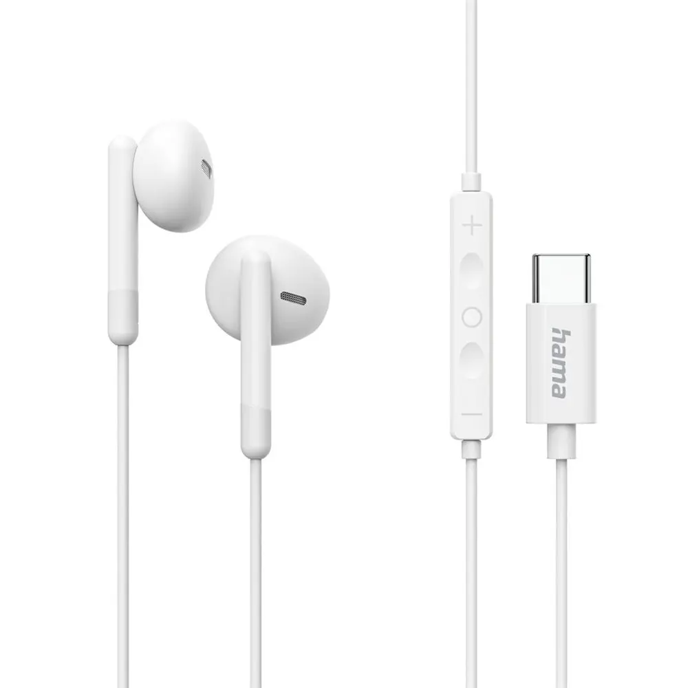 Hama USB-C sluchátka s mikrofonem Classy, pecky, bílá