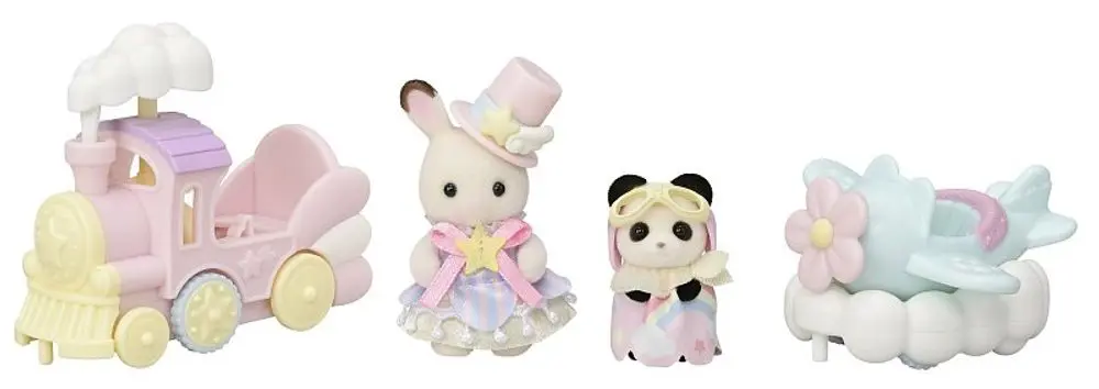 Sylvanian Families Letadlo, vláček a baby v zábavném parku