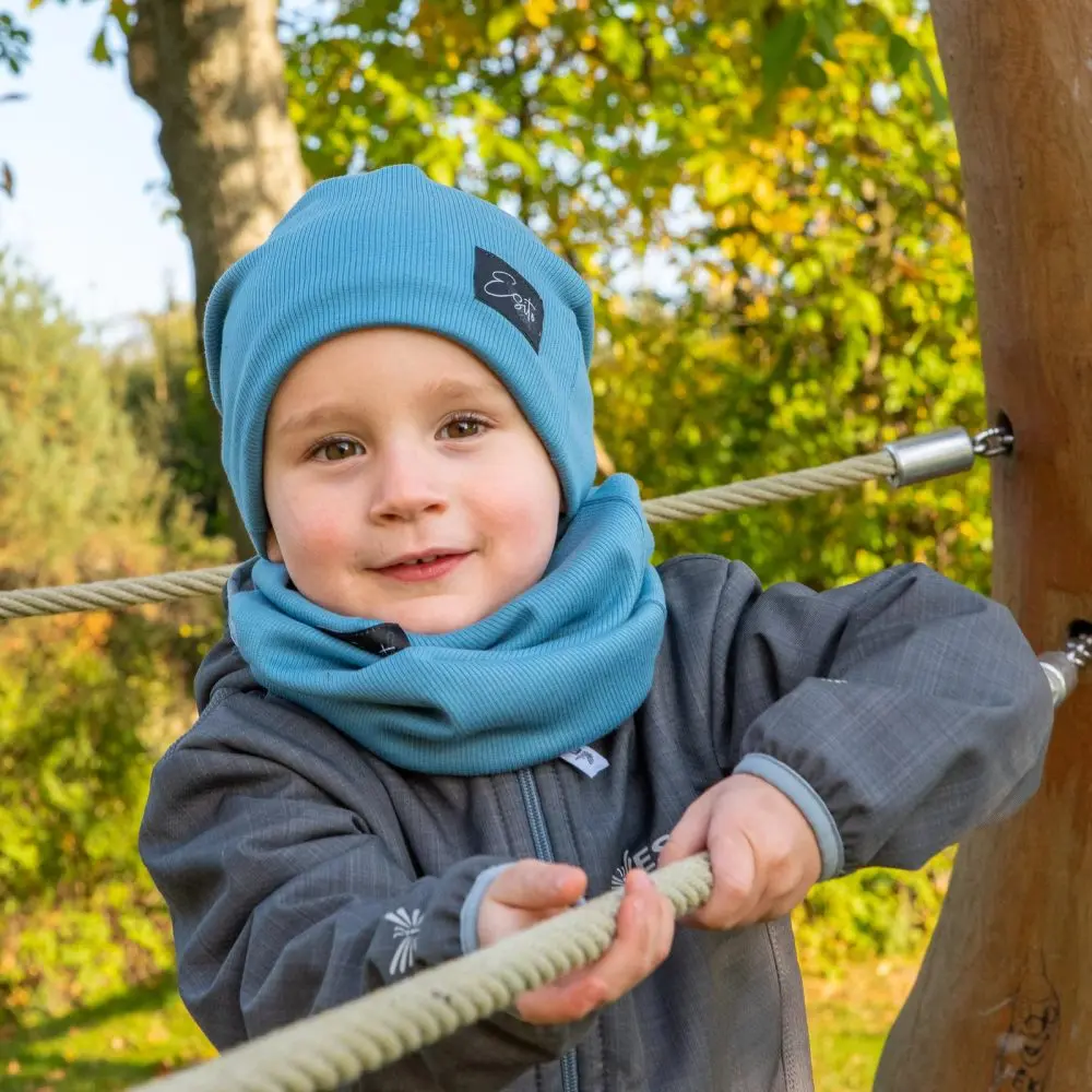 ESITO Žebrovaná čepice spadená Color Blue - 50 modrá