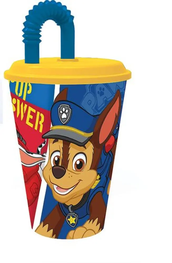 STOR KELÍMEK S BRČKEM PLASTOVÝ PAW PATROL 430ML,MODRÁ