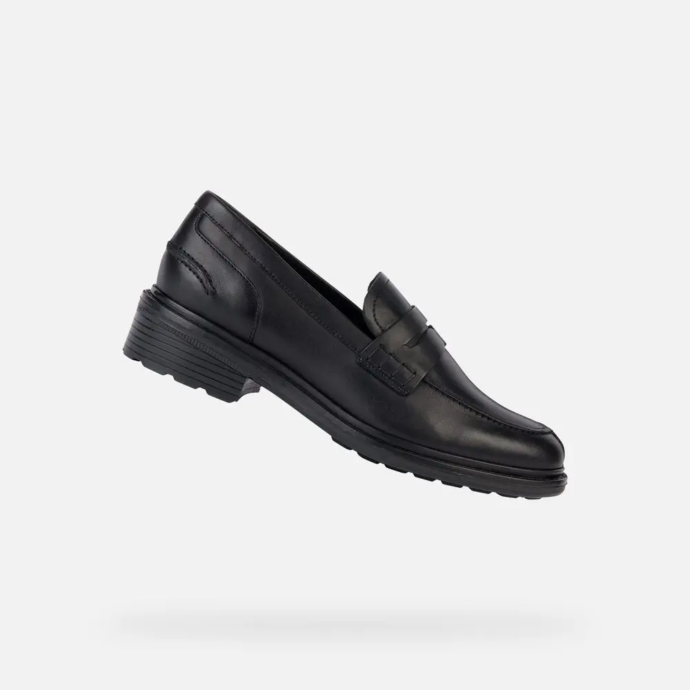 Černé dámské kožené mokasíny Geox Walk Pleasure