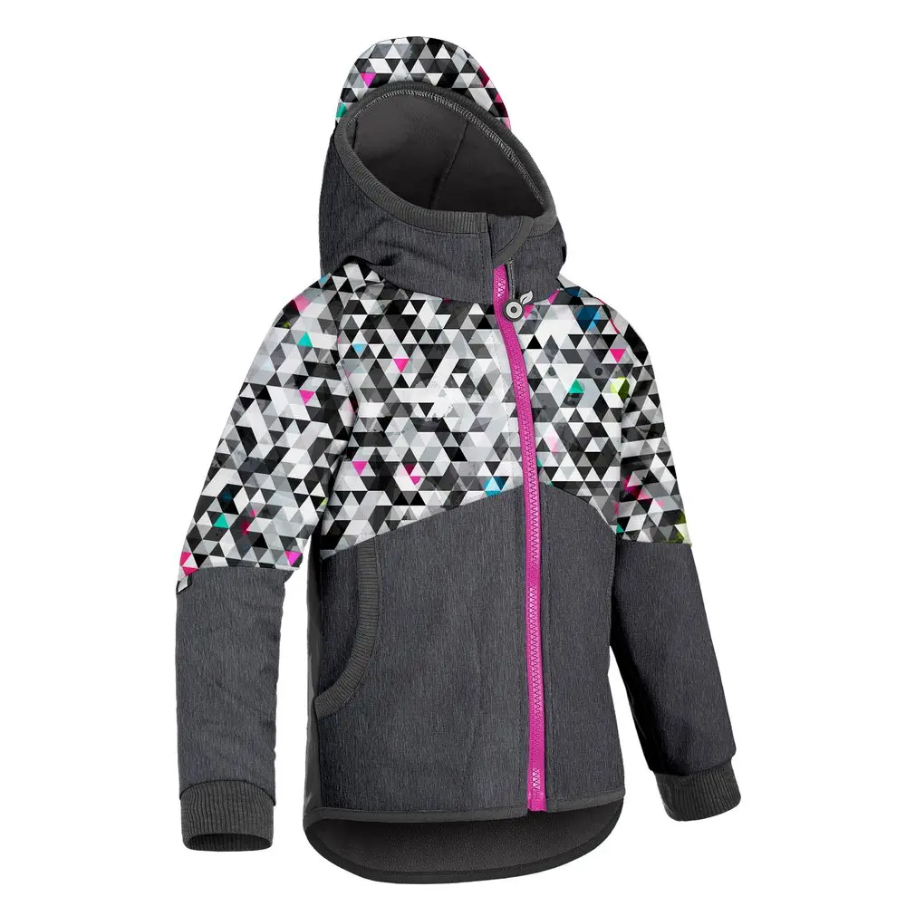 Unuo, Softshellová bunda s fleecem Street, Žíhaná antracitová, Metricon holka (fleece softshell jacket Street, melange anthracite, metricon girl) - 98/104