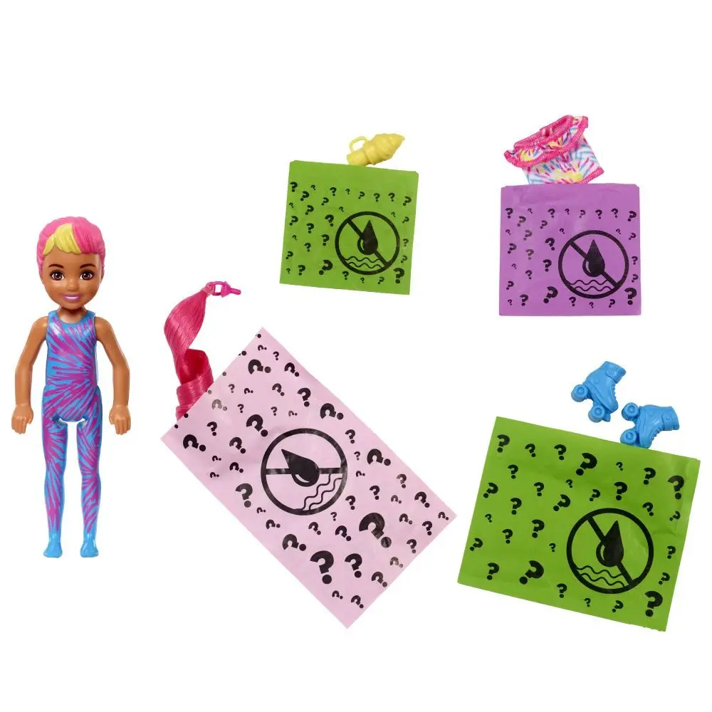 Mattel barbie color reveal chelsea neonová batika, hcc90