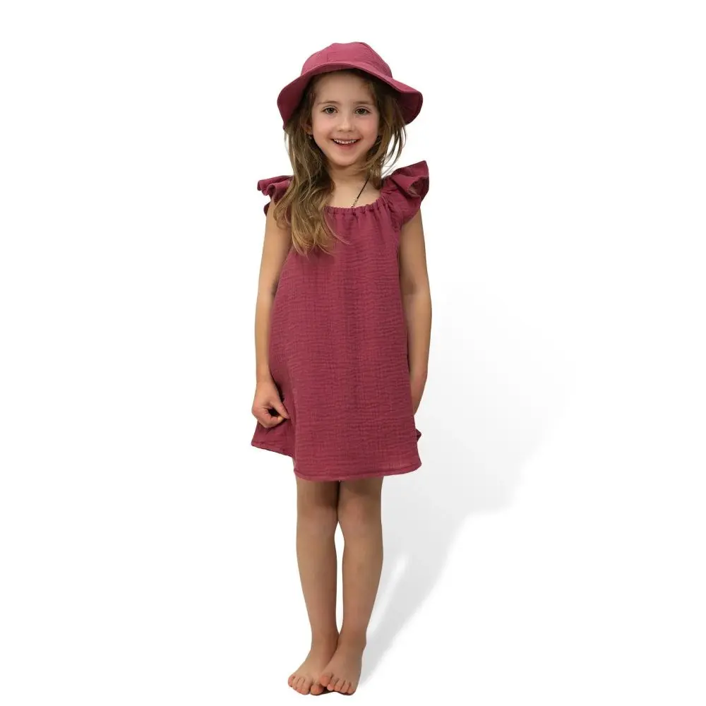 ESITO Dívčí mušelínové šaty Ruby red - rubínová / 80 - 86 - 116 - 122 rubínová