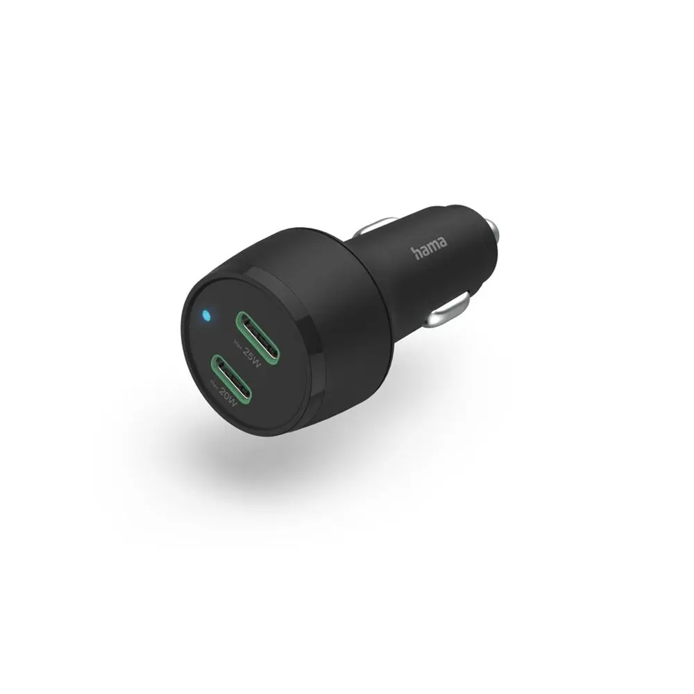 Hama rychlá USB nabíječka do vozidla, 2x USB-C PD/QC, 45 W