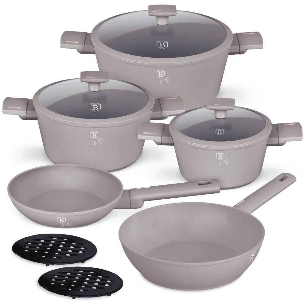 BERLINGERHAUS Sada nádobí s titanovým povrchem 10 ks Taupe Collection BH-8110