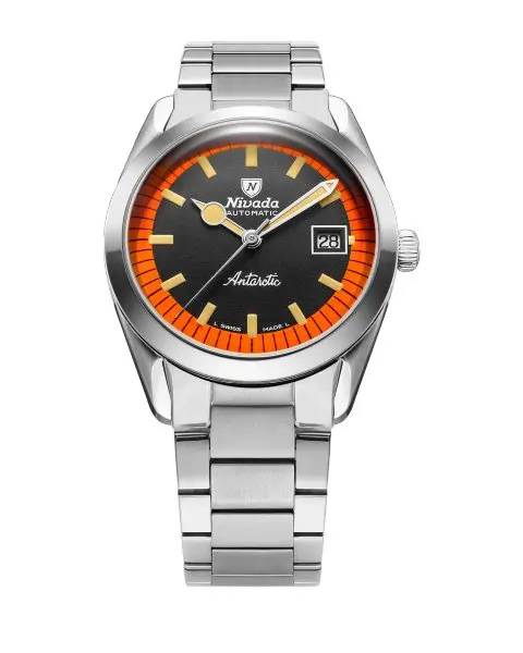 Nivada Grenchen Super Antarctic Black & Orange - 38 mm Date - Bracelet