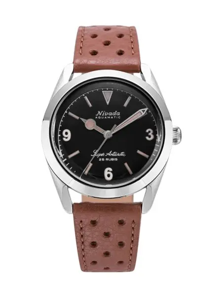 Nivada Grenchen Super Antarctic 3.6.9 Black Vintage - Brown Racing Strap