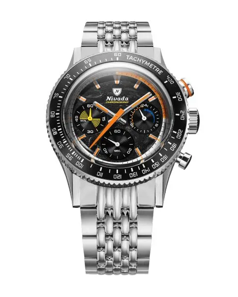 Nivada Grenchen Chronoking Mecaquartz Racing Carbon - Inter. Bezel - Beads of Rice
