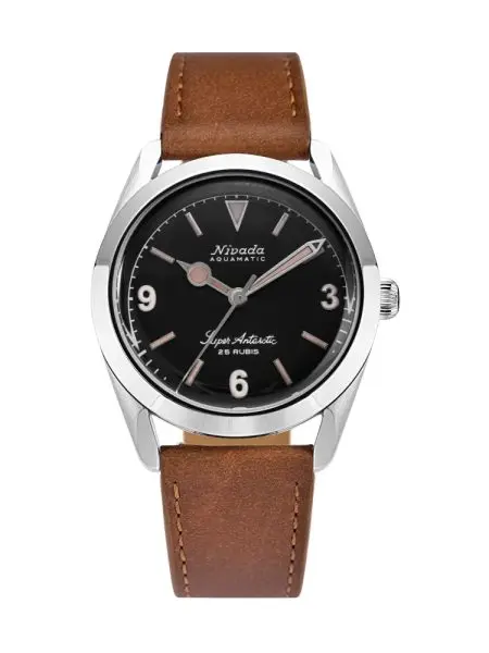 Nivada Grenchen Super Antarctic 3.6.9 Black Vintage - Brown Leather