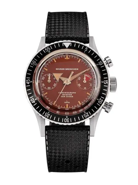 Nivada Grenchen Chronomaster Broad Arrow Tropical Dial Inter. Bezel - Manual - Rubber tropic