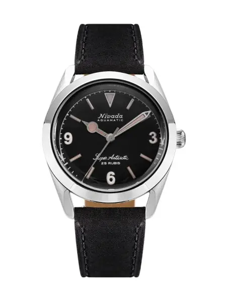 Nivada Grenchen Super Antarctic 3.6.9 Black Vintage - Black Leather