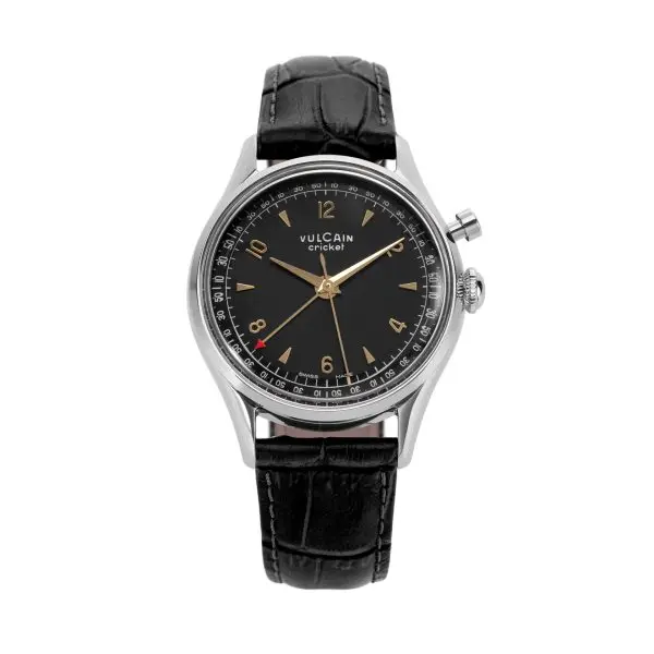 Vulcain Cricket Tradition 39 mm - Black/Gold - Black Alligator