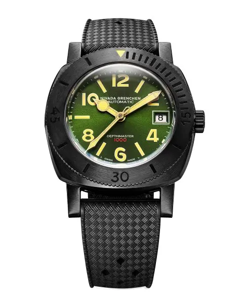 Nivada Grenchen Depthmaster Numerals - Black and Green -