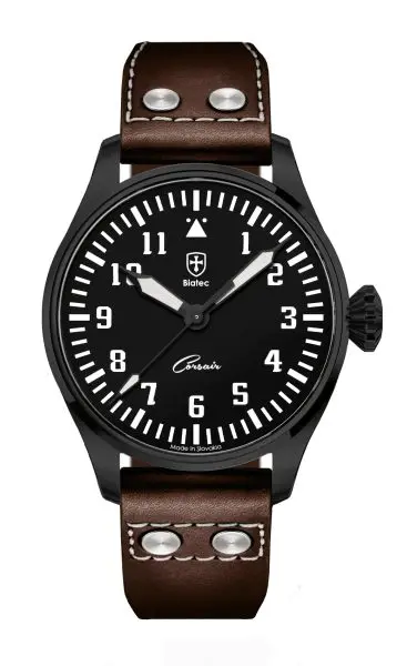 Biatec Corsair Vintage 02 - Tmavě hnědý kožený pilot řemínek