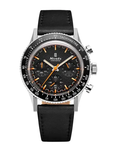 Nivada Grenchen Chronoking Mecaquartz - Inter. Bezel - Black Leather