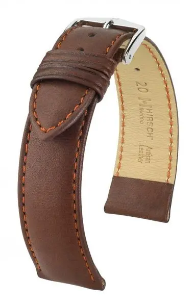 Řemínek Hirsch Merino - zlatohnědý, mat - 18 mm - L – Standardní délka (doporučujeme) - 16 mm - Stříbrná
