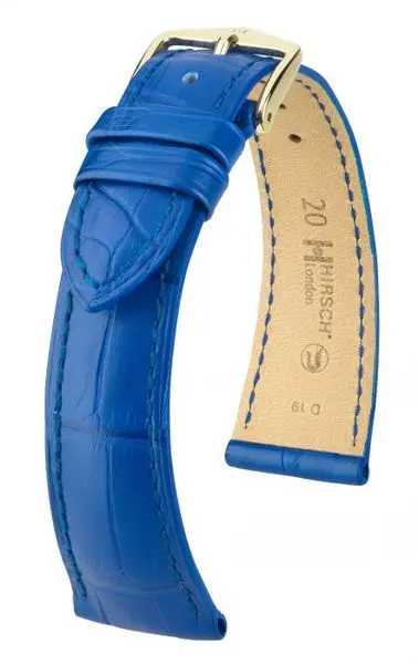 Řemínek Hirsch London Alligator - královská modrá, mat - 17 mm - L – Standardní délka (doporučujeme) - 16 mm - Rose Gold