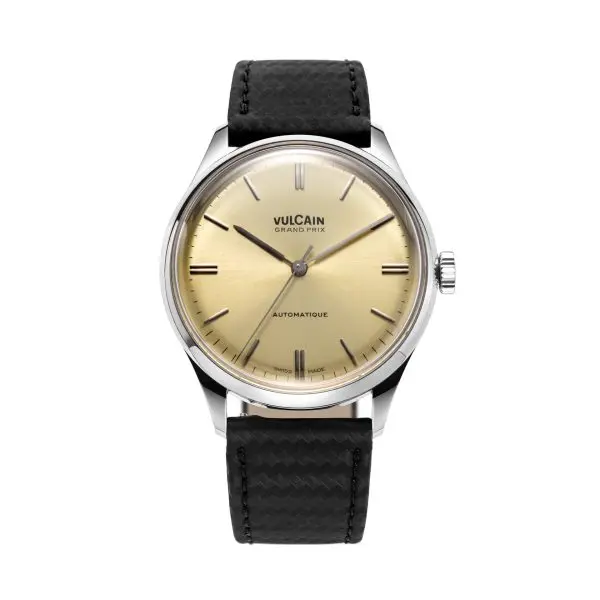 Vulcain Grand Prix - Champagne - Black Carbon Leather Strap