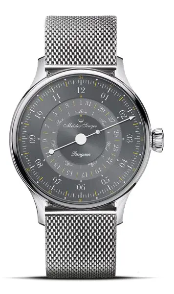 MeisterSinger Pangaea Day Date 365 Grey PDD365927 - Kovový mesh náramek