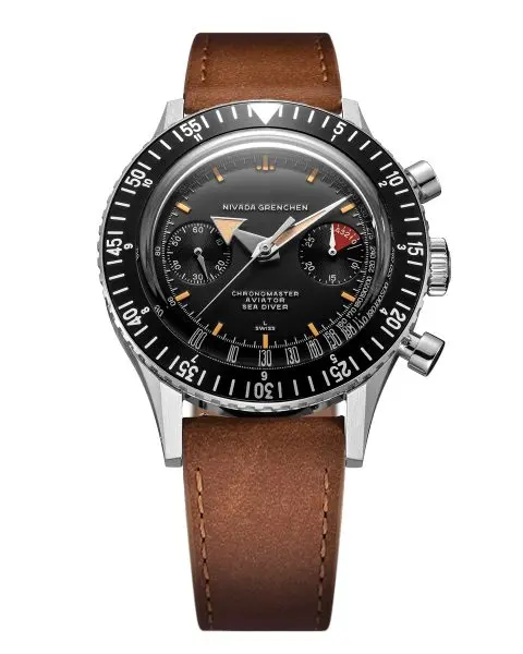 Nivada Grenchen Chronomaster Broad Arrow 41mm - Brown Leather