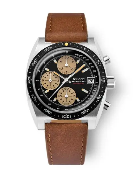 Nivada Grenchen Autochron Mecaquartz - Brown Leather