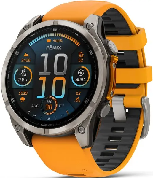 Garmin fenix® 8 – 47 mm, AMOLED, Sapphire, Titanium s Orange/Graphite silikonovým řemínkem, EU