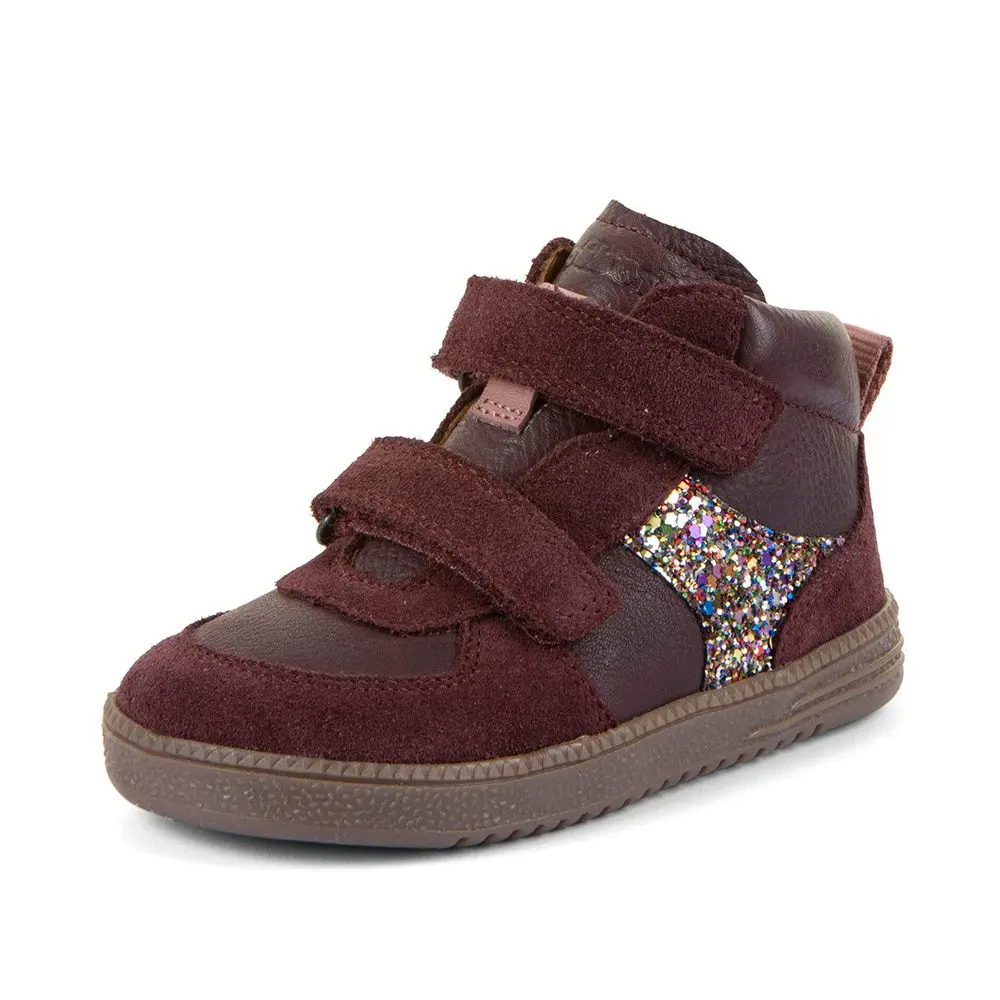 Dívčí celoroční kožené kotníkové barefoot boty LOOP HIGH-TOPS DARK BORDEAUX Froddo G2110157-4 -