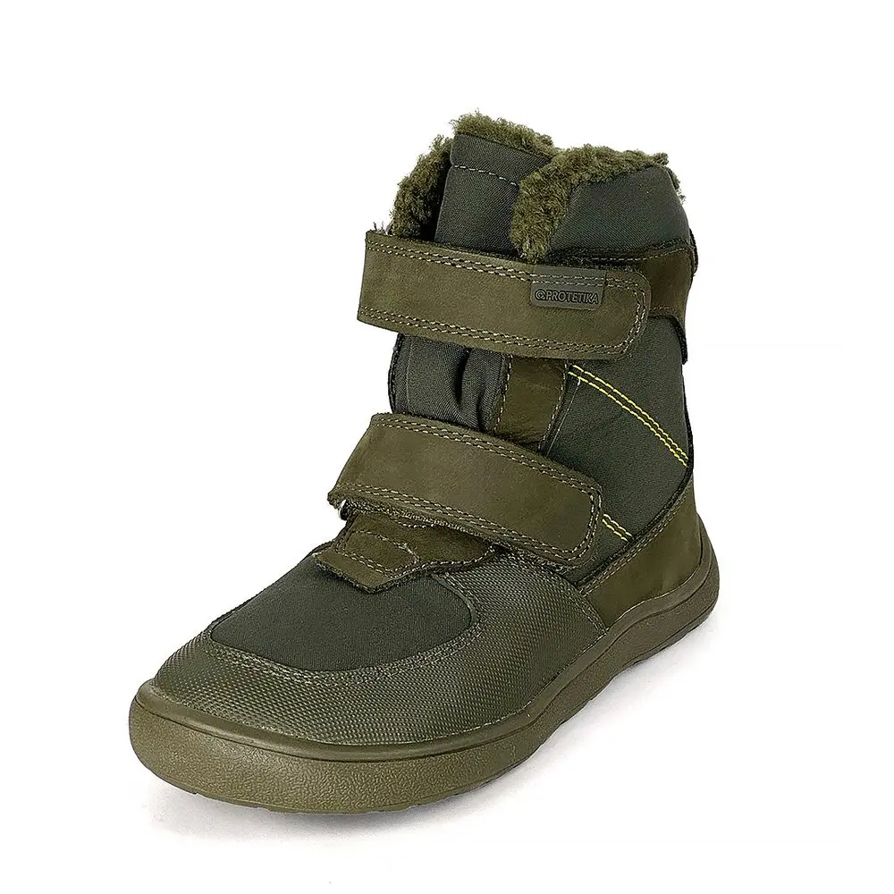 Chlapecké zimní barefoot boty PRO-tex Protetika - LENO KHAKI -
