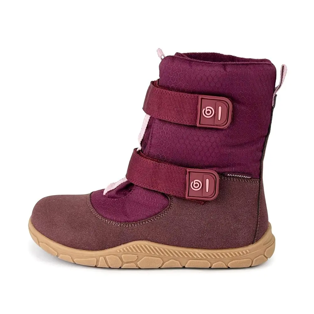 Dívčí zimní barefoot boty s membránou VIKI Bordo Bugga B00212-06 -