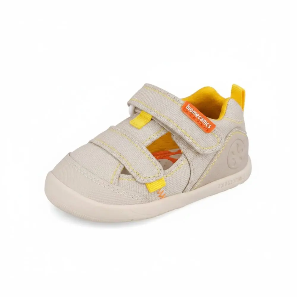 Dětské barefoot sandály LONA BASICA BEIGE Y AMARILLO Biomecanics 262191-C891 -