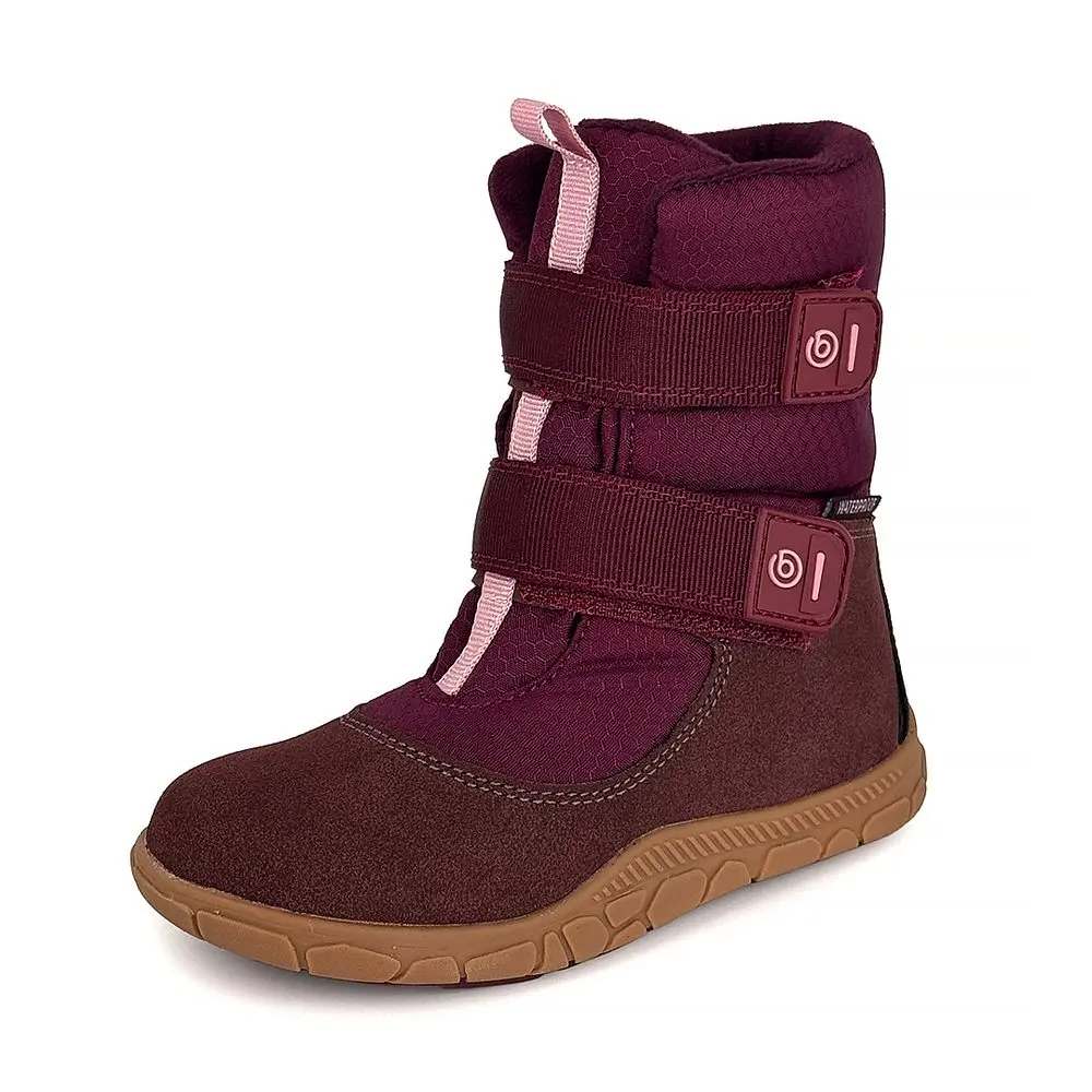 Dívčí zimní barefoot boty s membránou VIKI Bordo Bugga B00212-06 -