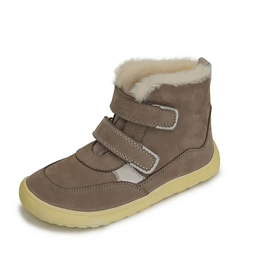 Dívčí zimní barefoot boty KESY TAUPE, Protetika, šedá -