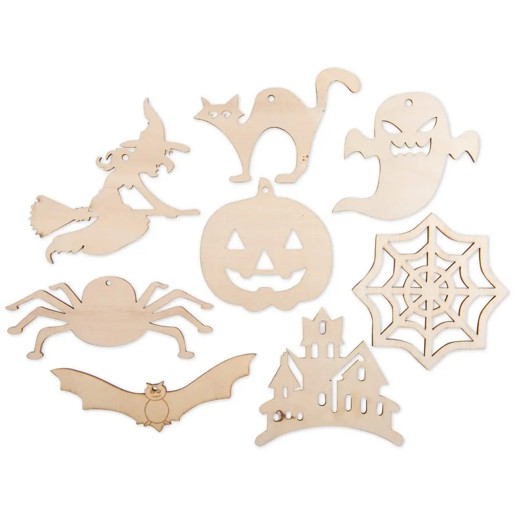 Sada dřevěných výřezů Halloween 8 ks -