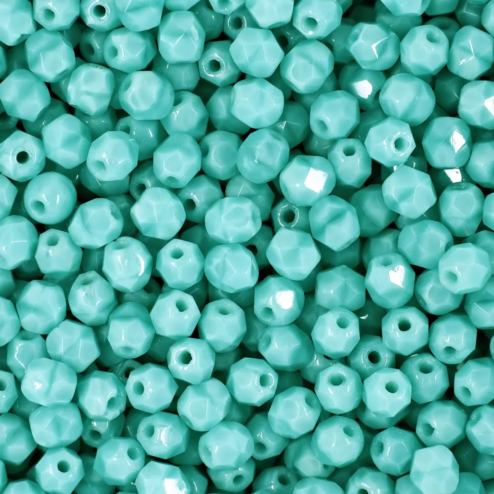 Manumi české broušené korálky 4 mm Opaque Azure Turquoise -