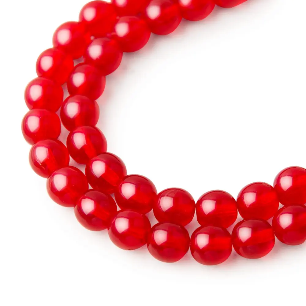 Manumi české skleněné mačkané kuličky 8 mm Siam Ruby - 22 ks