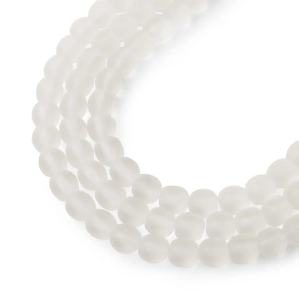 Manumi české skleněné mačkané kuličky 6 mm Crystal Matt - 150 ks