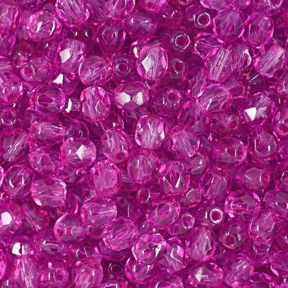 Manumi české broušené korálky 4 mm Coated Hot Cranberry -