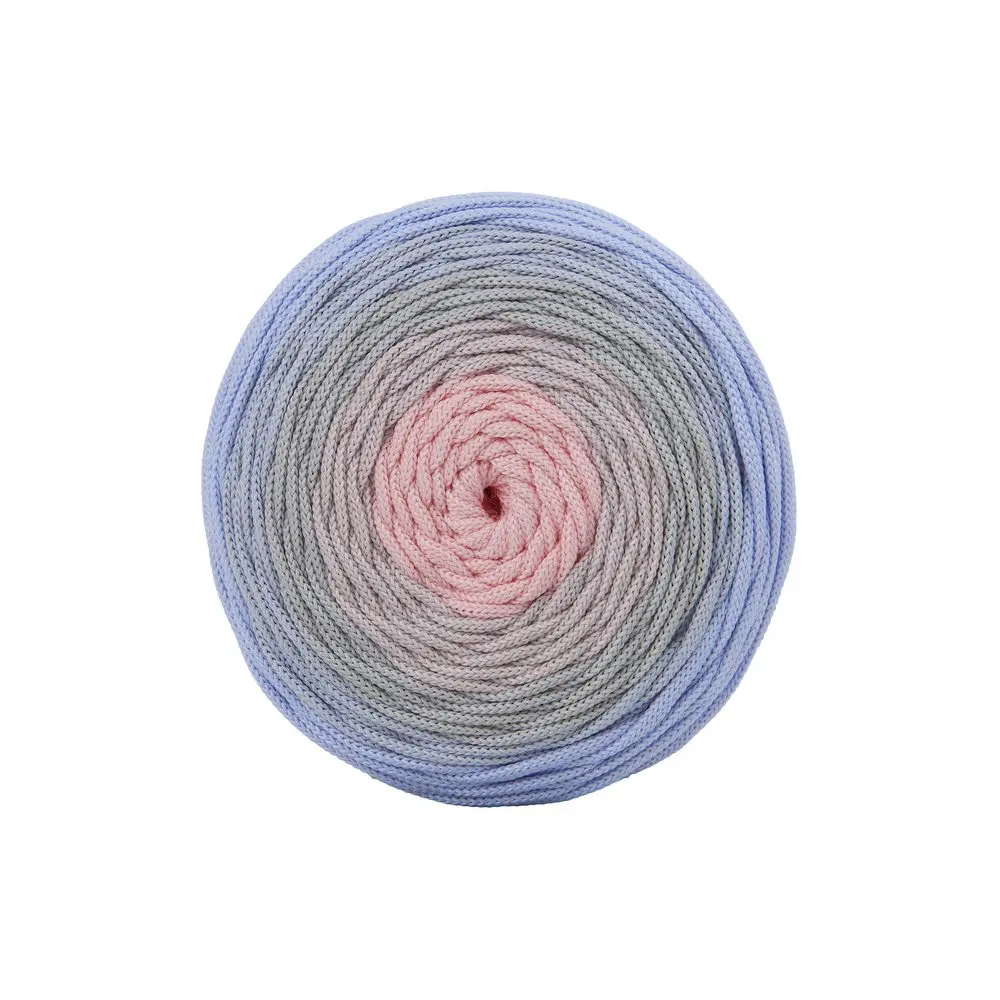 Manumi háčkovací polyesterová šňůra 5 mm ombré pastelová -