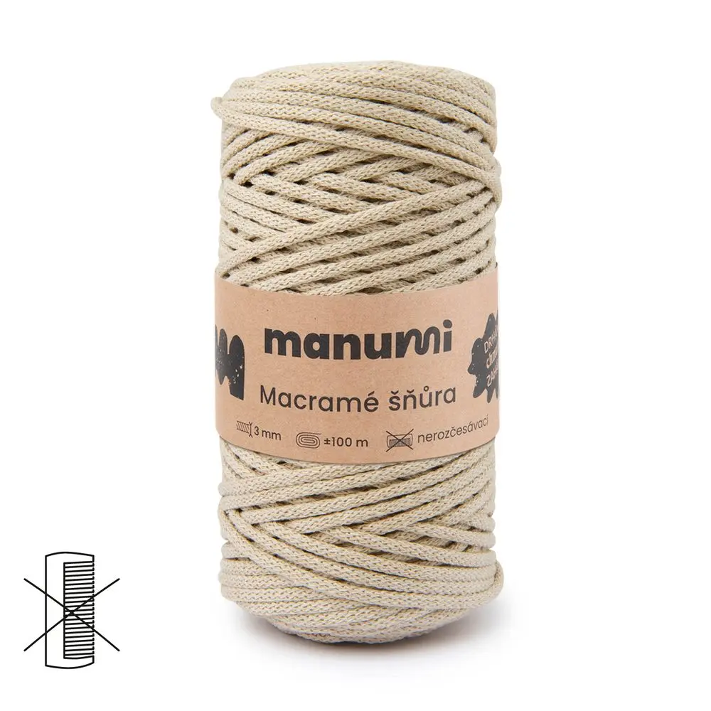 Manumi Macramé šňůra 3mm béžová -