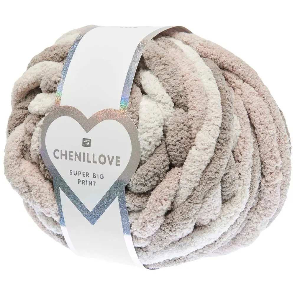 Rico design háčkovací příze Chenillove Super Big Print odstín 001 krémová -