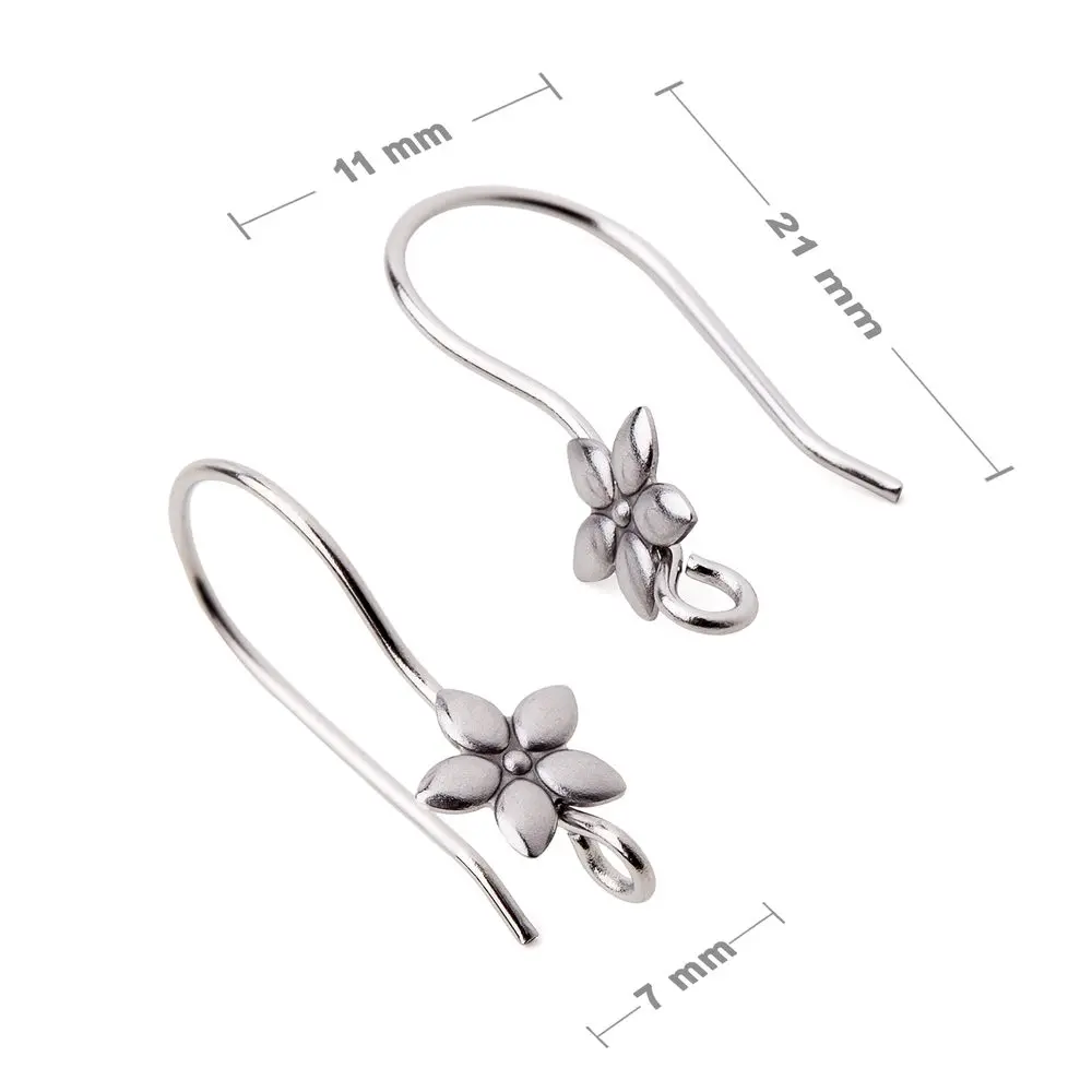 Náušnicové afroháčky s květem z chirurgické oceli 316L 21x11 mm -