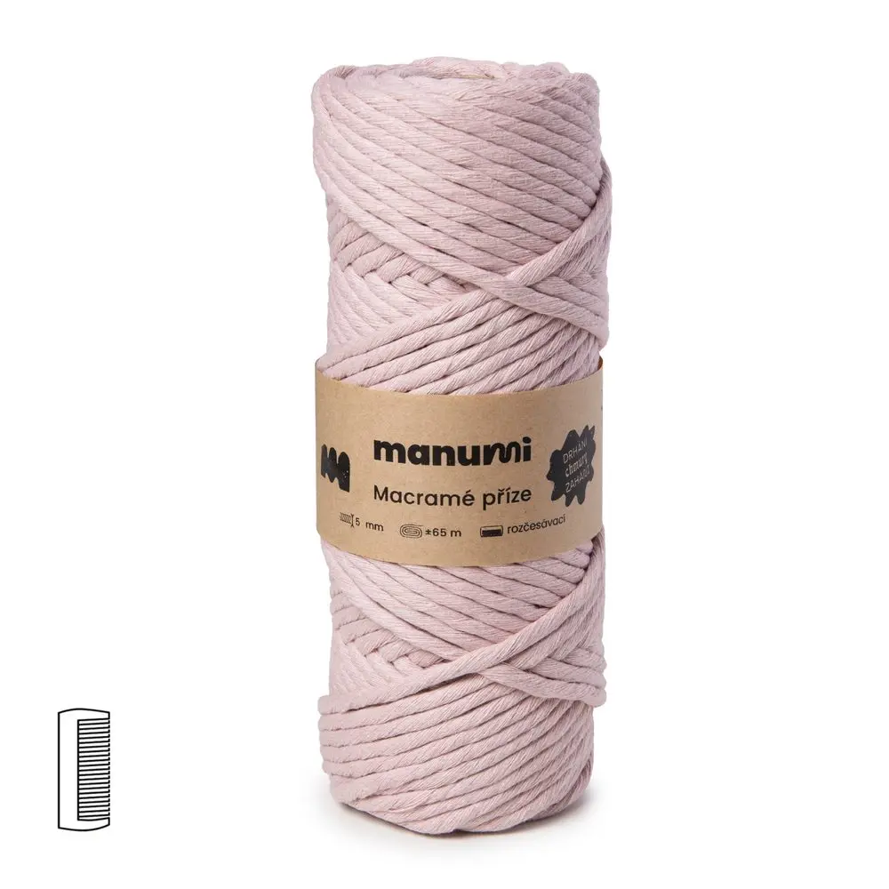 Manumi Macramé příze stáčená 5mm světle růžová -