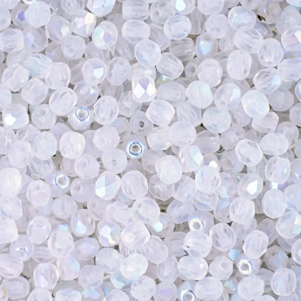 Manumi české broušené korálky 3 mm Matte Crystal AB -