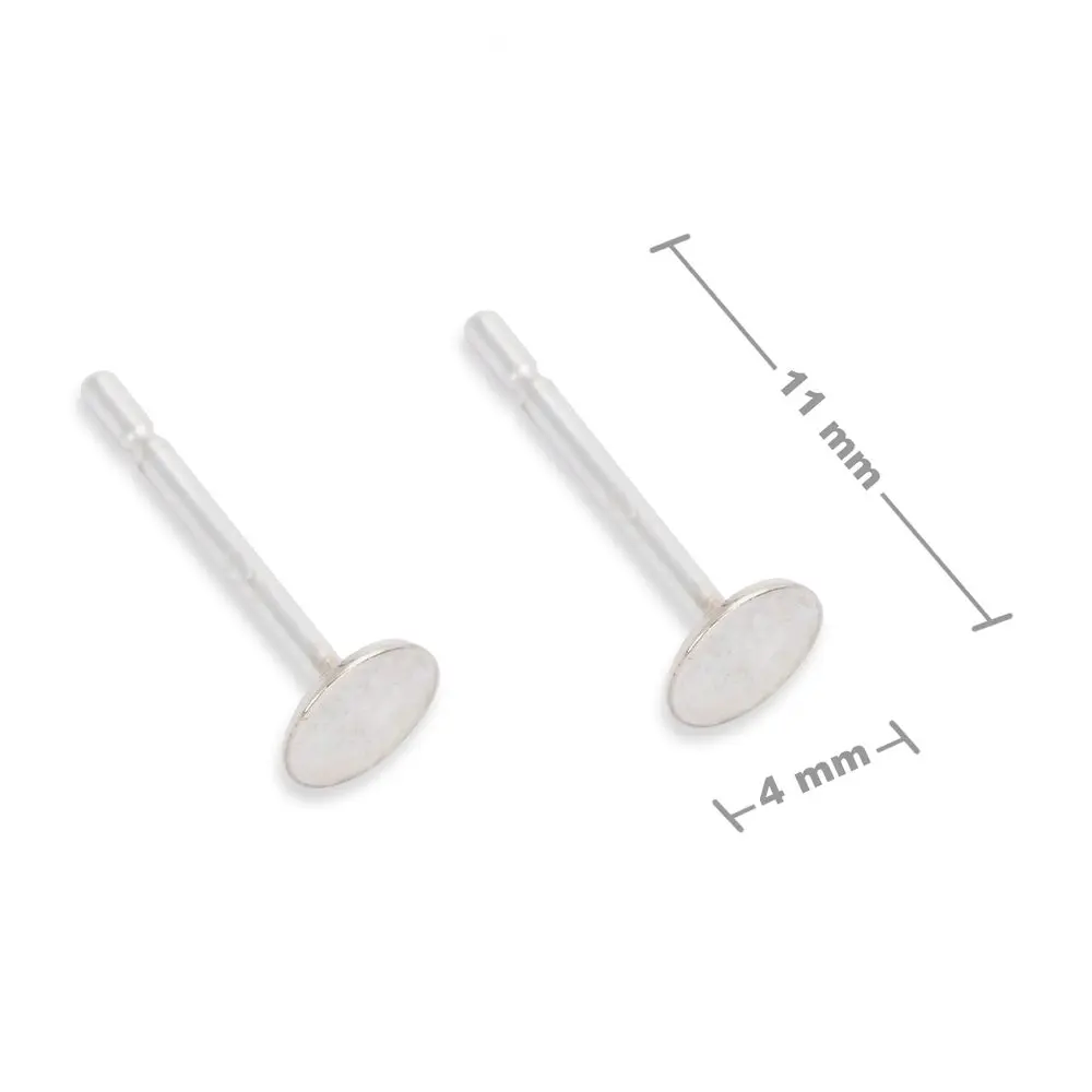 Stříbrné lepící náušnicové puzety 4 mm -