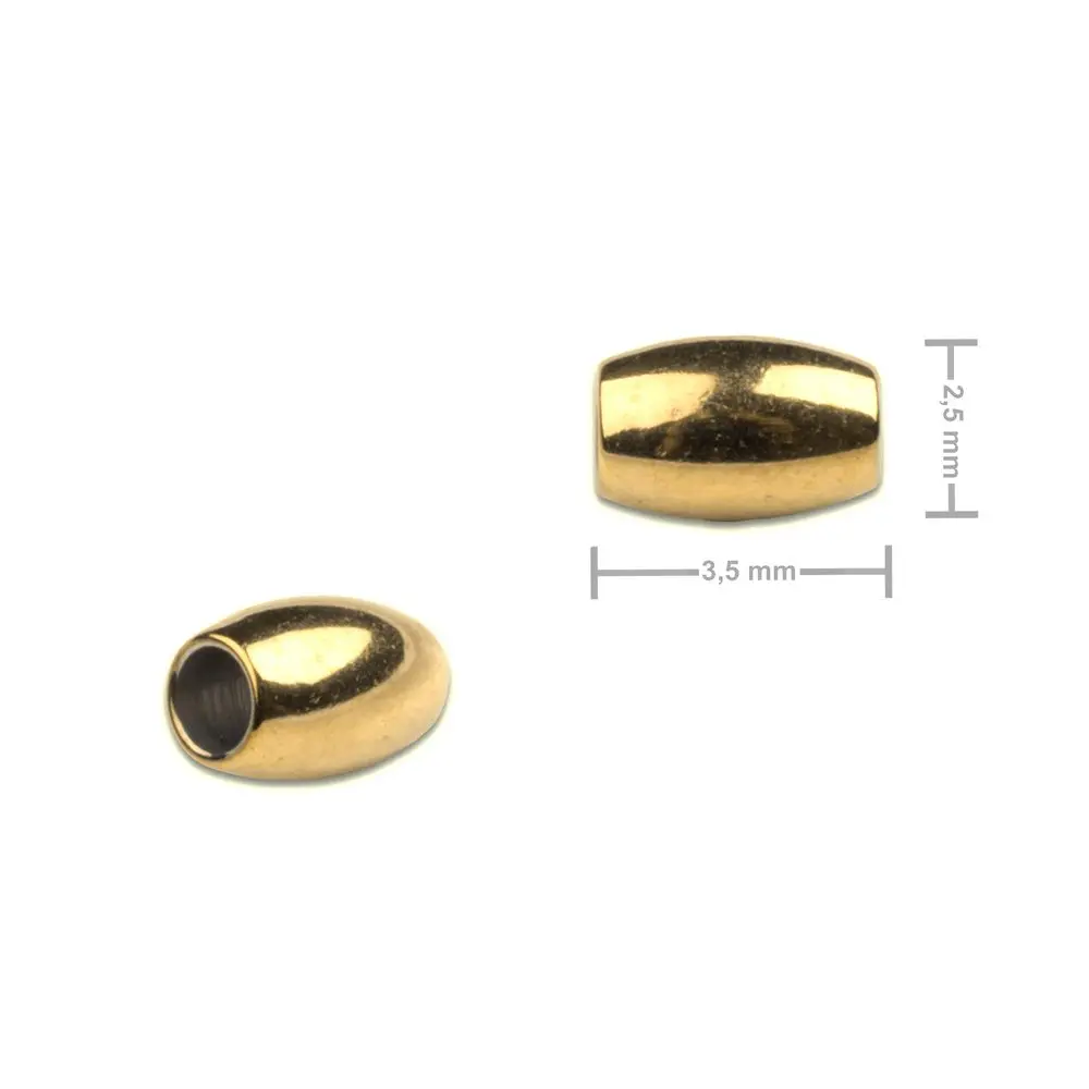 Korálek z chirurgické oceli ve tvaru rýže 2,5 x 3,5 mm v barvě zlata -